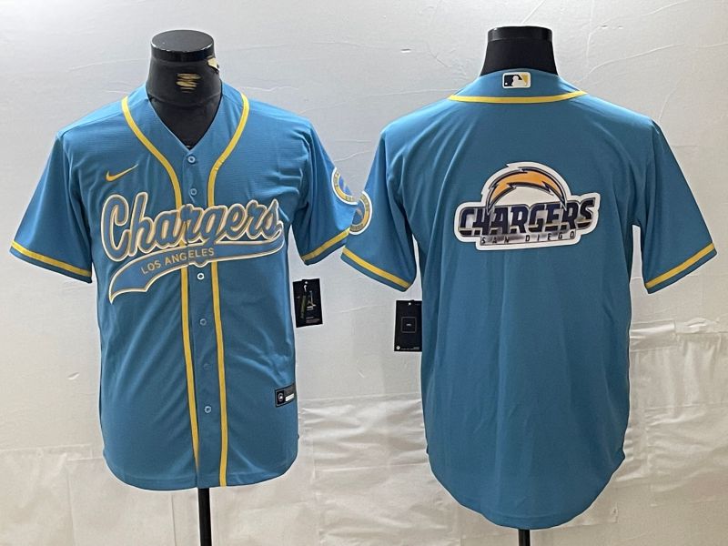 Men Los Angeles Chargers Blank Light blue Joint Name 2024 Nike Limited NFL Jersey style 3